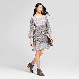 Knox Rose Grey and Blue Printed Mini Dress